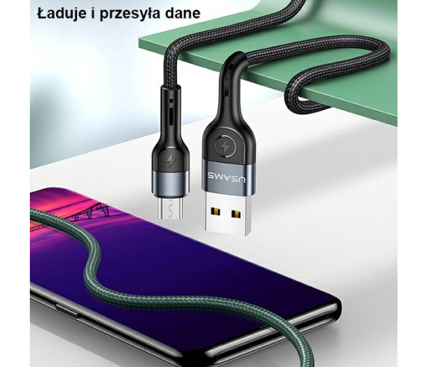 USAMS Kabel pleciony U55 2A micro USB zielony 1m - 1569104 - zdjęcie 3